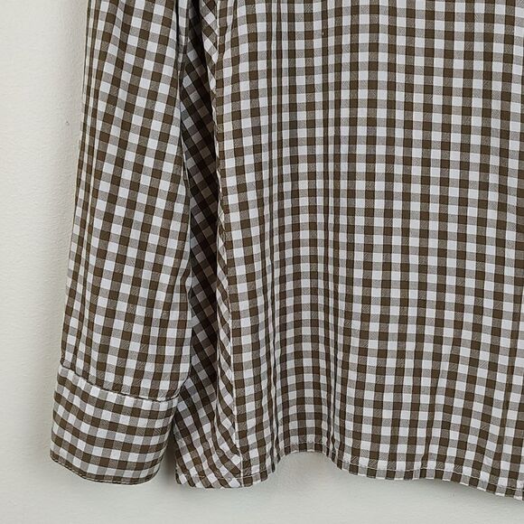 J.Jill Brown Gingham Button Down Long Sleeve Collared Blouse Top Size Small - Picture 4 of 12